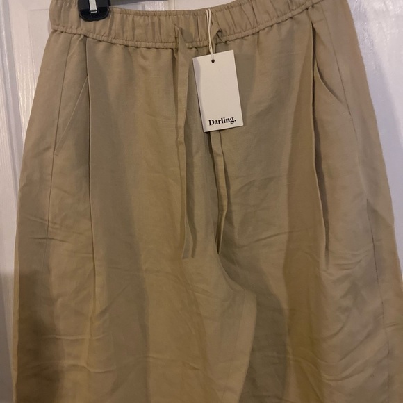 Darling, journey easy pant tan Linen Beige Cream barrel wide leg pull on S NWT - Picture 8 of 16